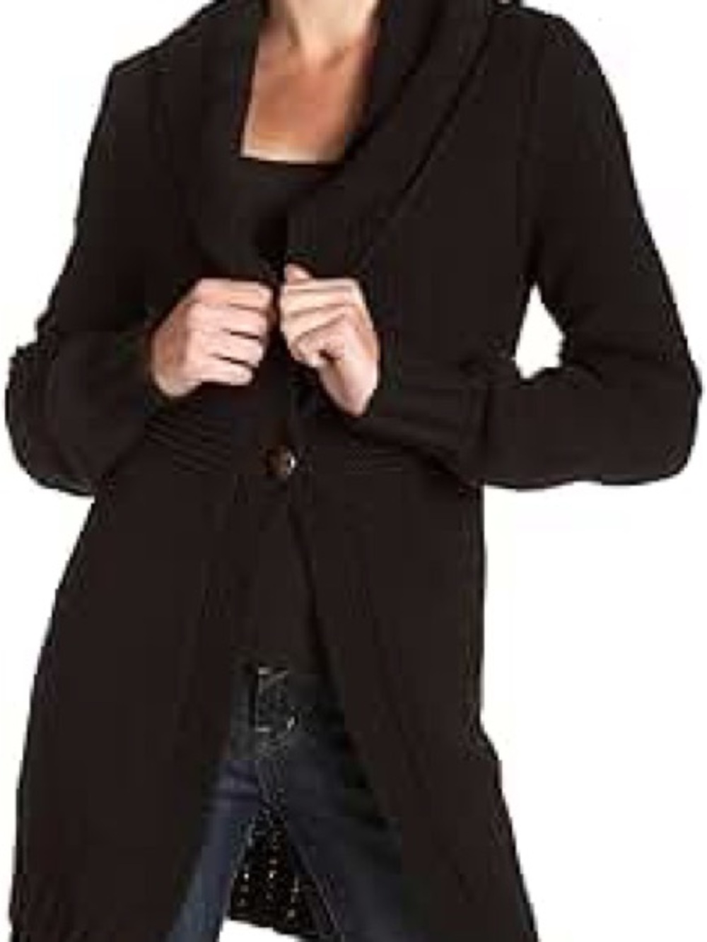 WHBM Shawl Collar Long Cardigan Sweater - Black